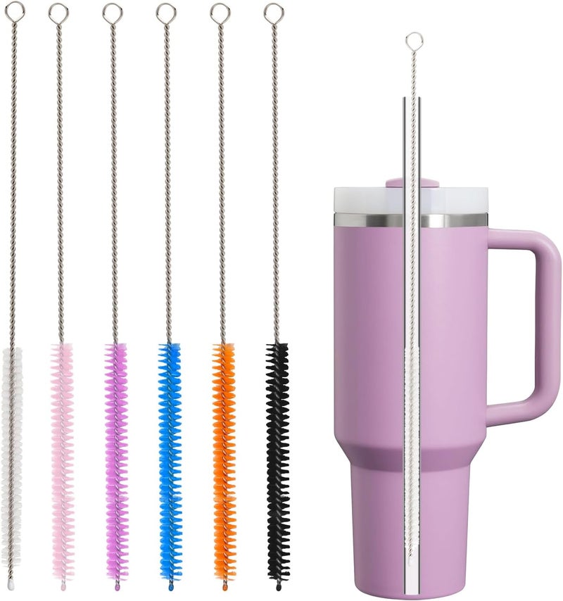 YOUCOX Straw Cleaner Brush for Stanley, 6Pcs Reusable Extra Long Straw Cleaning Brush for 14oz 20oz 30oz 40oz Stanley Mug, Cleaning Brushs for All Plastic, Glass, Stainless and Silicone Straws - Image 1